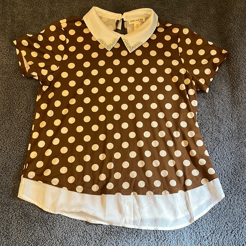 🤎 brown and tan polka dot dress shirt 🤎